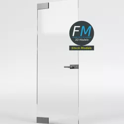 Frameless storefront glass door with door lock 3D model