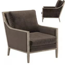 FRENCH CONTEMPORARY SLOPE ARM LOW BACK CHAIR 3D model