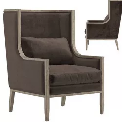 FRENCH CONTEMPORARY SLOPE ARM WINGBACK CHAIR 3D model