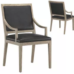  FRENCH CONTEMPORARY SQUARE LEATHER SLOPE DINING ARMCHAIR 3D model