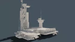 futuristic spaceship launch pad 3D model