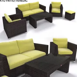Garden Furniture - Synthetic Rattan Set - ATO Venedig 3D model