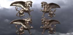 Griffin Sculpture low Polly statue 2 mirrored 2 designs 3D model