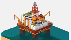 isometric Big Oil Production Rig Platform  Low-poly 3D model