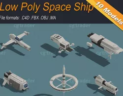 Low Poly Space Ship Isometric Icon Low-poly 3D model
