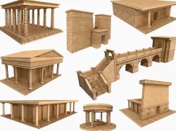 Lowpoly Ancient Temples Collection With Interior Low-poly 3D model