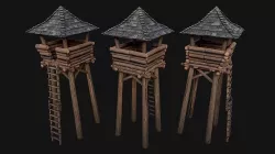 Medieval Lookout Tower Low-poly 3D model