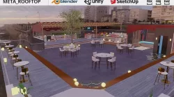 Metaverse Rooftop Bar Low-poly 3D model