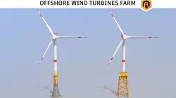 Offshore Wind Turbines Farm Low-poly 3D model