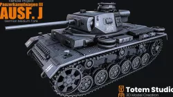 Panzerkampwagen III AUSJ J German Medium Tank 3D model