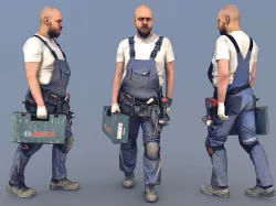 Photorealistic Construction Worker Character Low-poly 3D model