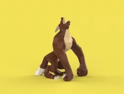 Polygonal Howling Werewolf 3D model