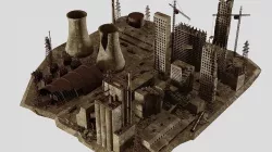 Post Apocalyptic factory and Power station 3D model