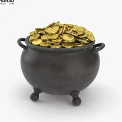 Pot with Gold Coins 3D model