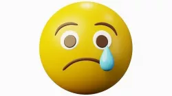 Sad with tears yellow ball Emoticon Emoji or Smiley 3D model