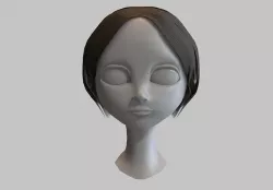 short brown hair Low-poly 3D model