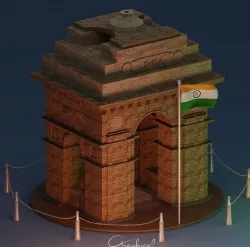 The India Gate Low-poly 3D model