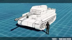 Tiger I Tank Base Mesh Low-poly 3D model