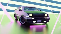 Toyota AE86 trueno Pop-Up headlights Low Poly Low-poly 3D model