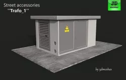 Transformer from the Berlin street Low-poly 3D model