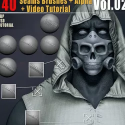 40 Seams Brushes Alpha  Video Tutorial Vol02 3D model