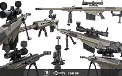 Barrett 50 Cal Sniper Rifle    Low-poly 3D model