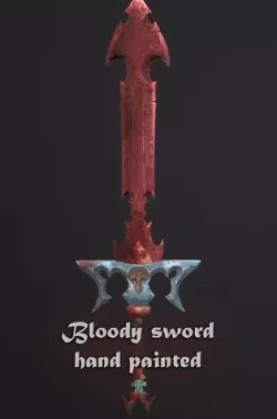 Bloody sword Hand painted Low-poly 3D model