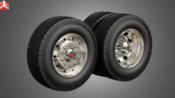 Fire Truck Tires and Rims 3D model