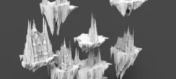 Floating Drake Gothic Cathedral Tall 6 models  3D model
