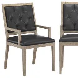 FRENCH CONTEMPORARY TUFTED SQUARE LEATHER DINING ARMCHAIR 3D model