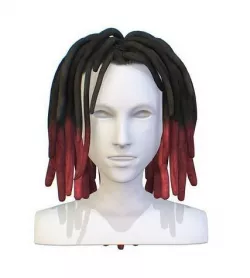 Hairstyle Dreadlocks Black Red Low-poly 3D model