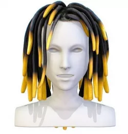 Hairstyle Dreadlocks Black yellow Low-poly 3D model