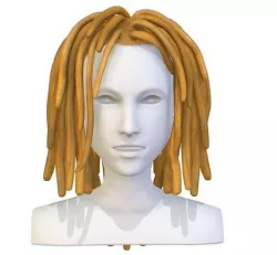 Hairstyle Dreadlocks Gold Low-poly 3D model