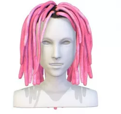 Hairstyle Dreadlocks Pink Low-poly 3D model