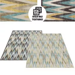 Large Geometric Colorful Rug Set 3D model