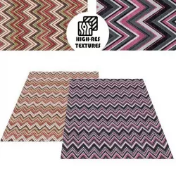 Large Geometric Stripy Zig zag pattern Colorful Rug Set 3D model