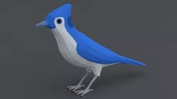 Low Poly Cartoon Blue Jay Low-poly 3D model