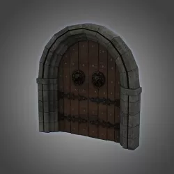 Medieval Castle Door Massive Lion Door Knockers 3D Model Low-poly 3D model