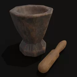 Medieval Wooden Mortar and Pestle Low-poly 3D model
