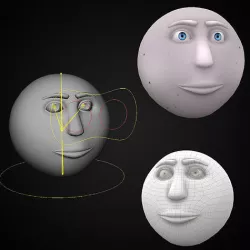 Moon face rigged 3dmodel Low-poly 3D model