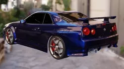 Nissan Skyline GTR R34 Red and Blue Low-poly 3D model