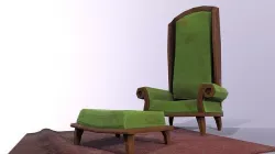 Old stylized library parlor armchair for fantasy game  Low-poly 3D model