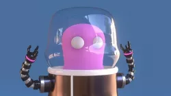 Pink Alien rigged Character Low-poly 3D model
