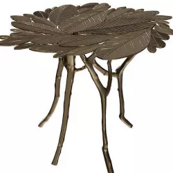 Plumeria Leaf Side Table - Mantra Gold Coatings 3D model