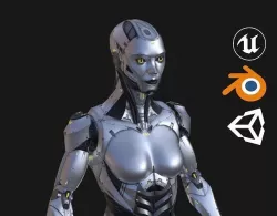 Robot Girl Low-poly 3D model