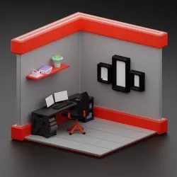 Simple Gaming Room Low-poly 3D model