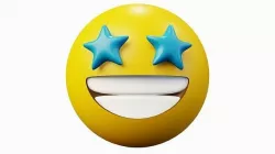 Starry Eyes Yellow Ball Emoticon Emoji or Smiley 3D model