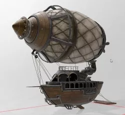 Steampunk ship Low-poly 3D model