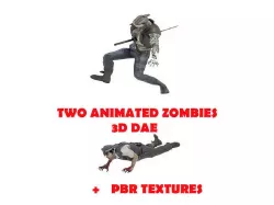 Two Animated Zombies  DAE Format inclusive PBR Textures 3D model