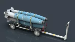 USN MHU-191 Bombs Cart with GBU-38 Laser JDAM bombs Low-poly 3D model